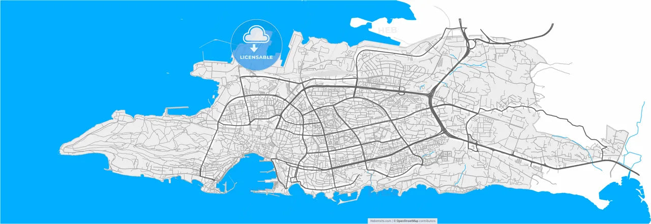 Split, Split-Dalmatia, Croatia, high resolution vector map - Instant download PDF and JPG