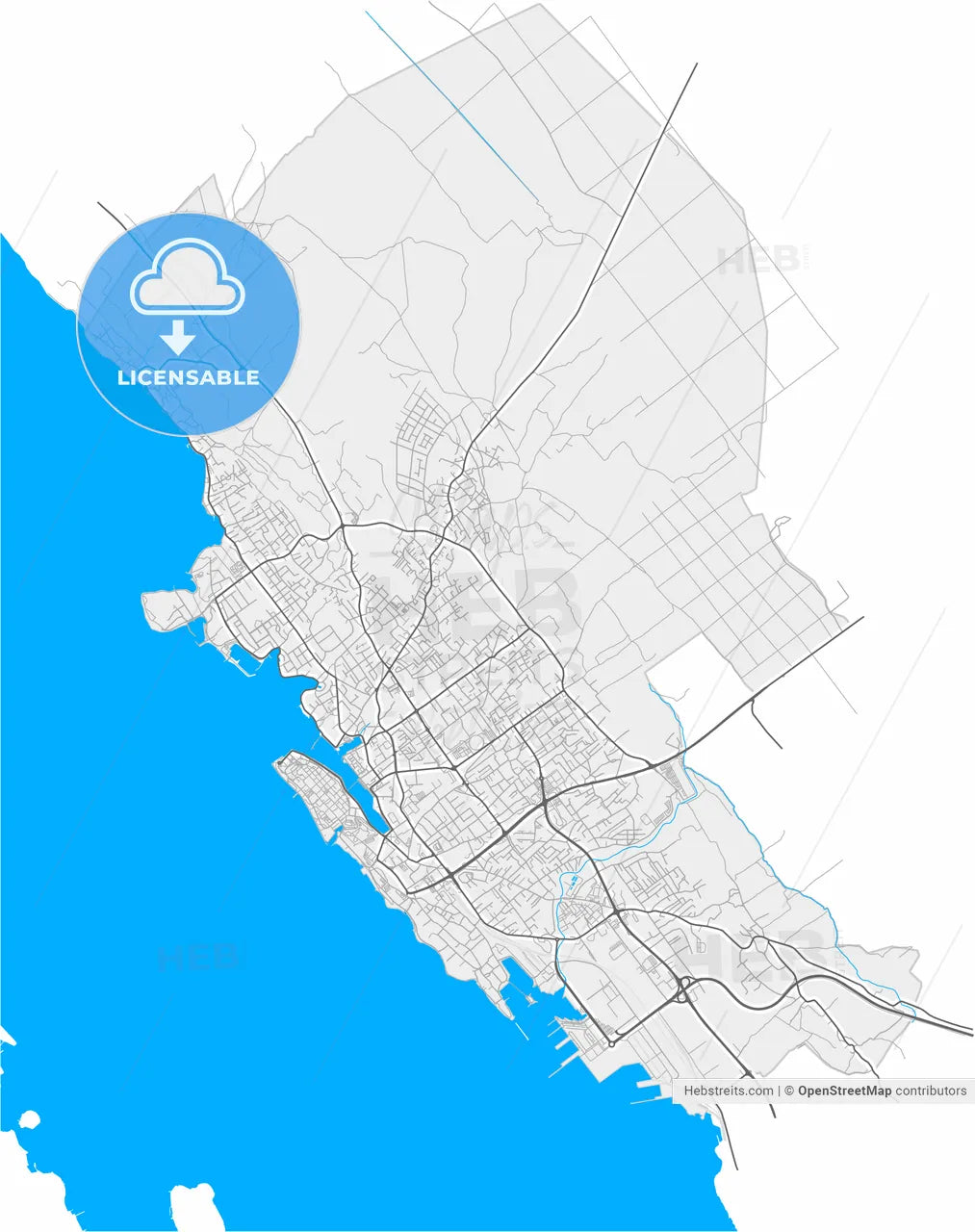 Zadar, Zadar County, Croatia, high resolution vector map - Instant download PDF and JPG
