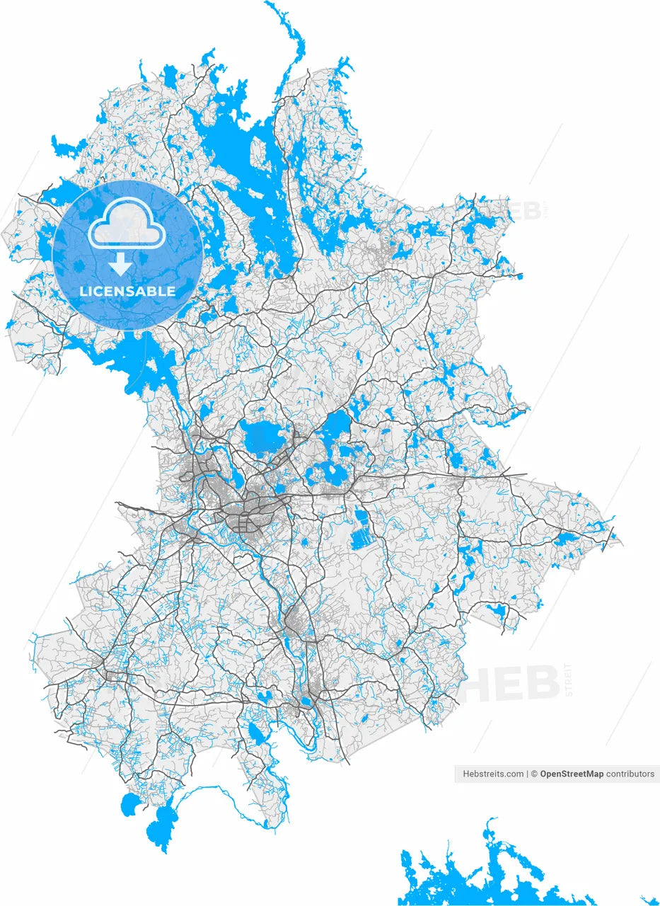 Kouvola, Finland, high resolution vector map - Instant download PDF and JPG