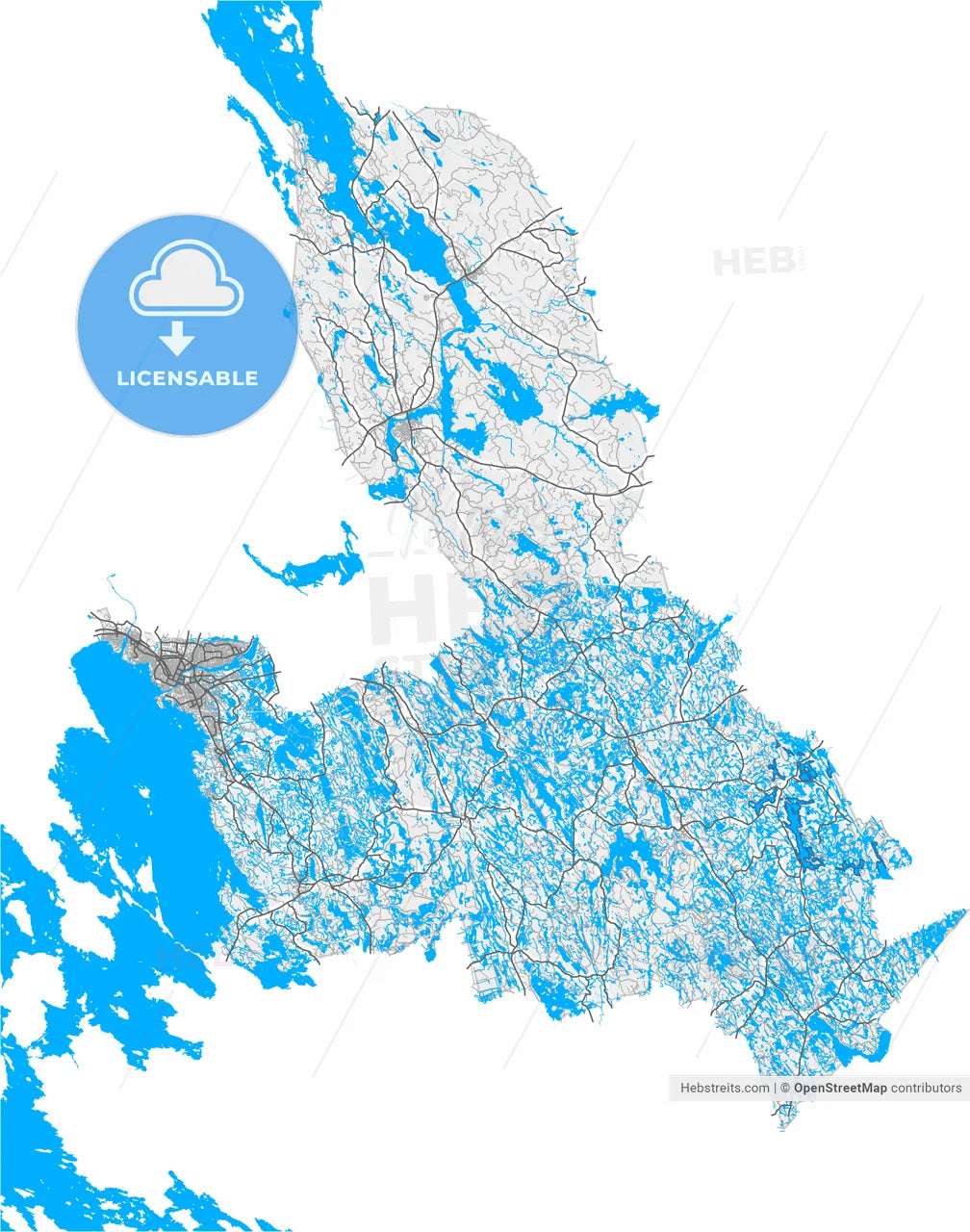 Joensuu, Finland, high resolution vector map - Instant download PDF and JPG