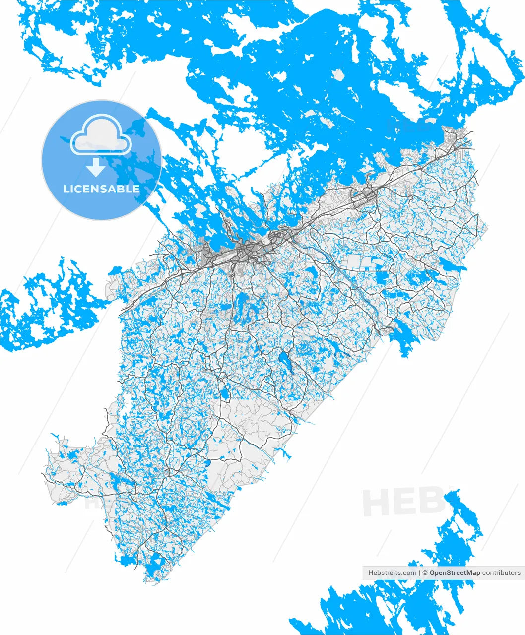 Lappeenranta, Finland, high resolution vector map - Instant download PDF and JPG