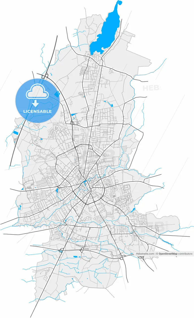 Neumunster, Schleswig-Holstein, Germany, high resolution vector map - Instant download PDF and JPG
