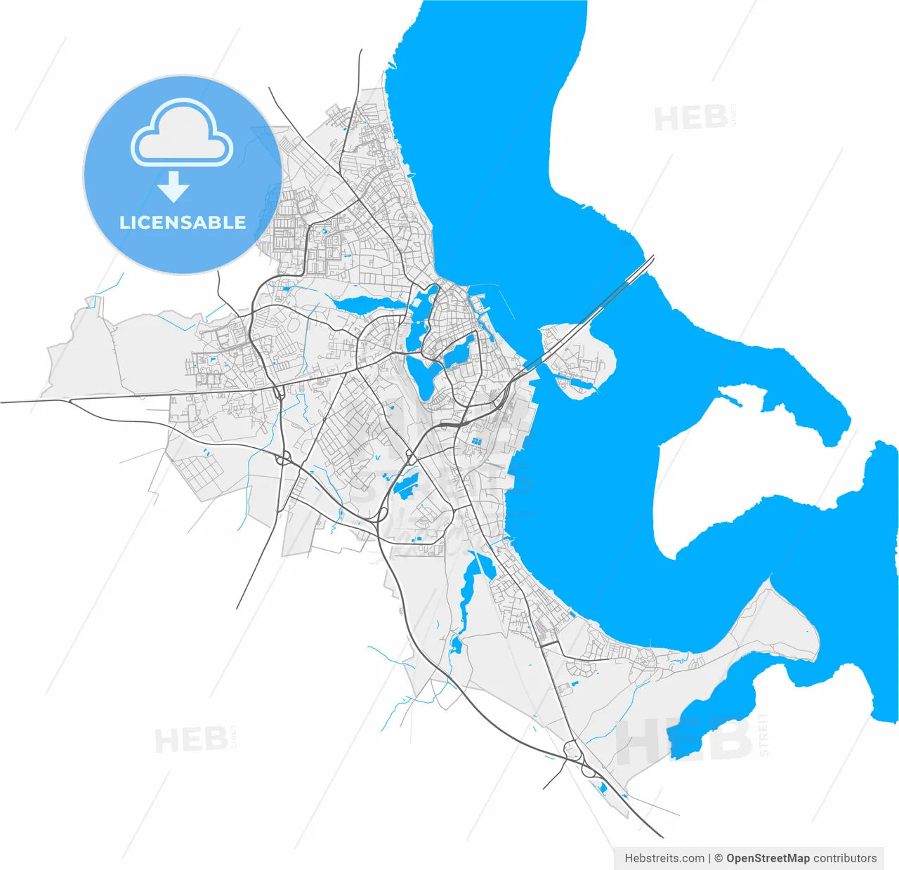 Stralsund, Mecklenburg-Western Pomerania, Germany, high resolution vector map - Instant download PDF and JPG