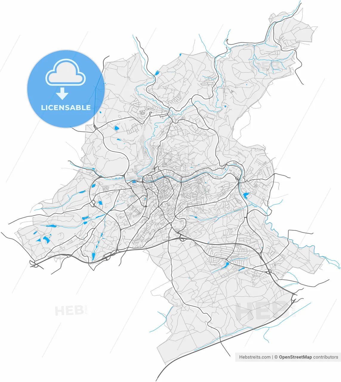 Neunkirchen, Saarland, Germany, high resolution vector map - Instant download PDF and JPG