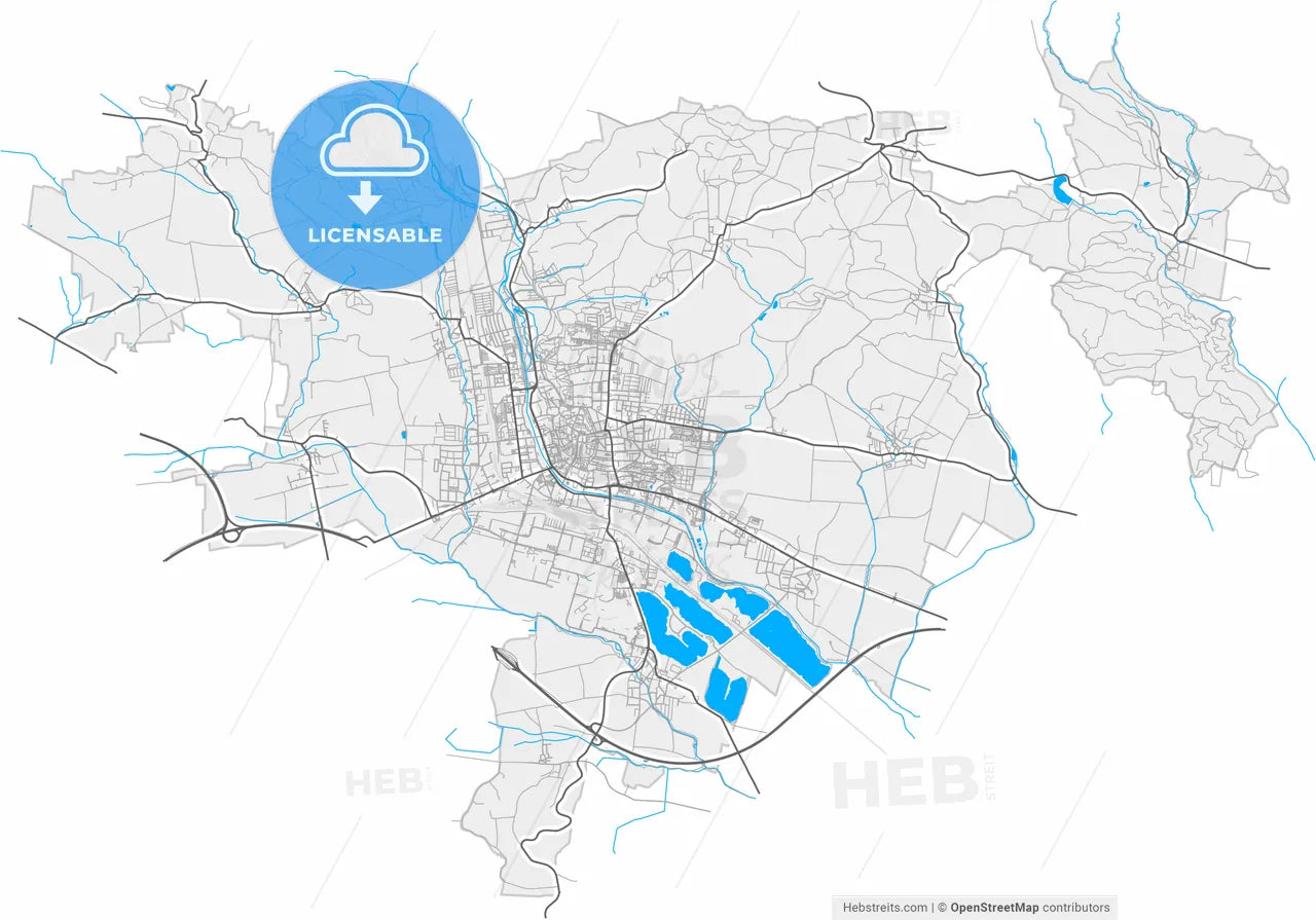 Nordhausen, Thuringia, Germany, high resolution vector map - Instant download PDF and JPG