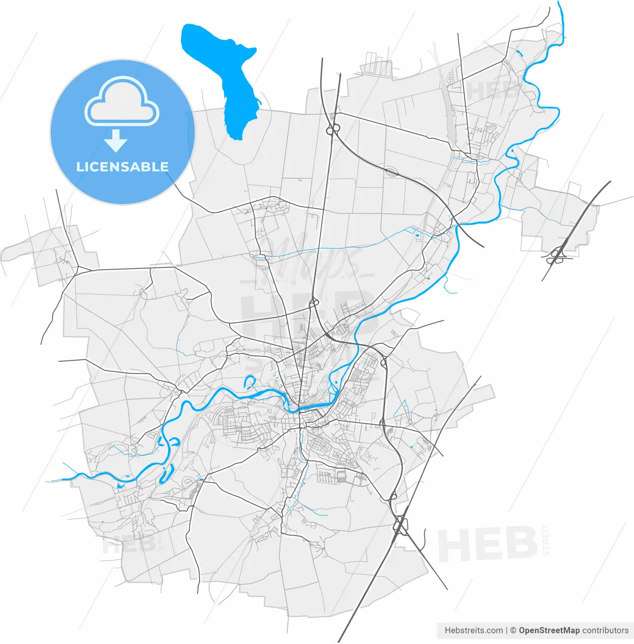 Weißenfels, Saxony-Anhalt, Germany, high resolution vector map - Instant download PDF and JPG