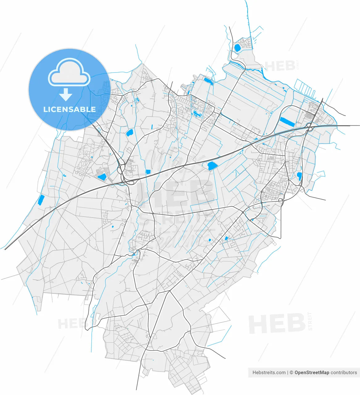 Stuhr, Lower Saxony, Germany, high resolution vector map - Instant download PDF and JPG