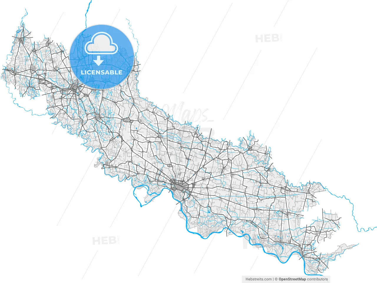 Cremona, Lombardy, Italy, high resolution vector map - Instant download PDF and JPG