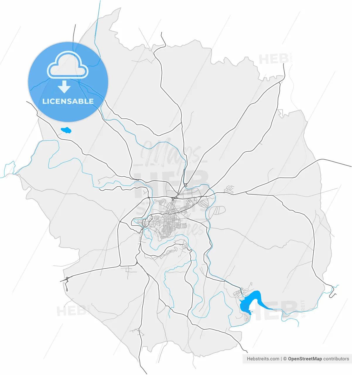 Puente-Genil, Córdoba, Spain, high resolution vector map - Instant download PDF and JPG