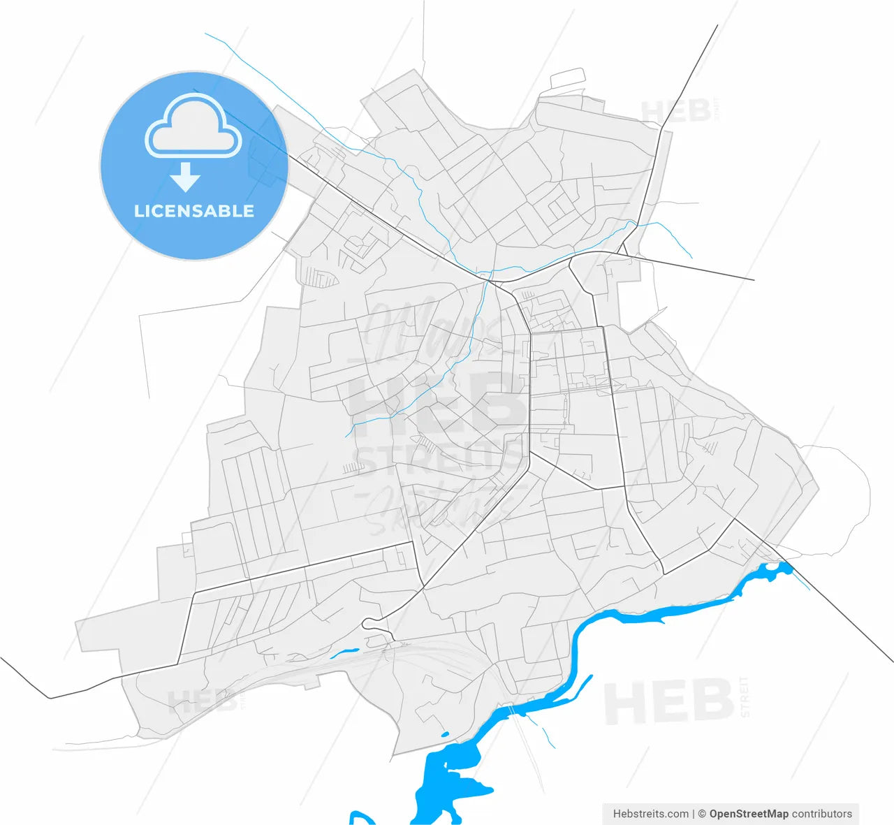 Chuhuiv, Kharkiv Oblast, Ukraine, high resolution vector map - Instant download PDF and JPG