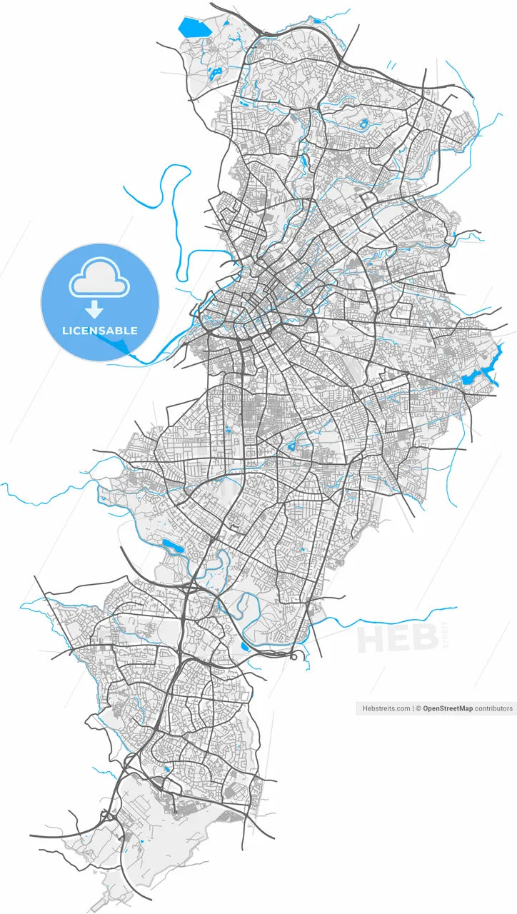 Manchester, North West England, England, high resolution vector map - Instant download PDF and JPG