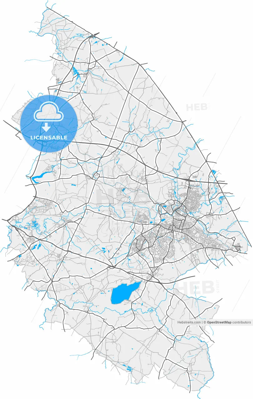 Rugby, West Midlands, England, high resolution vector map - Instant download PDF and JPG