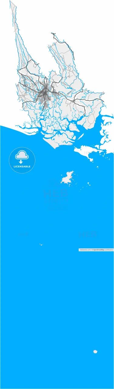 David, Chiriquí, Panama, high resolution vector map - Instant download PDF and JPG