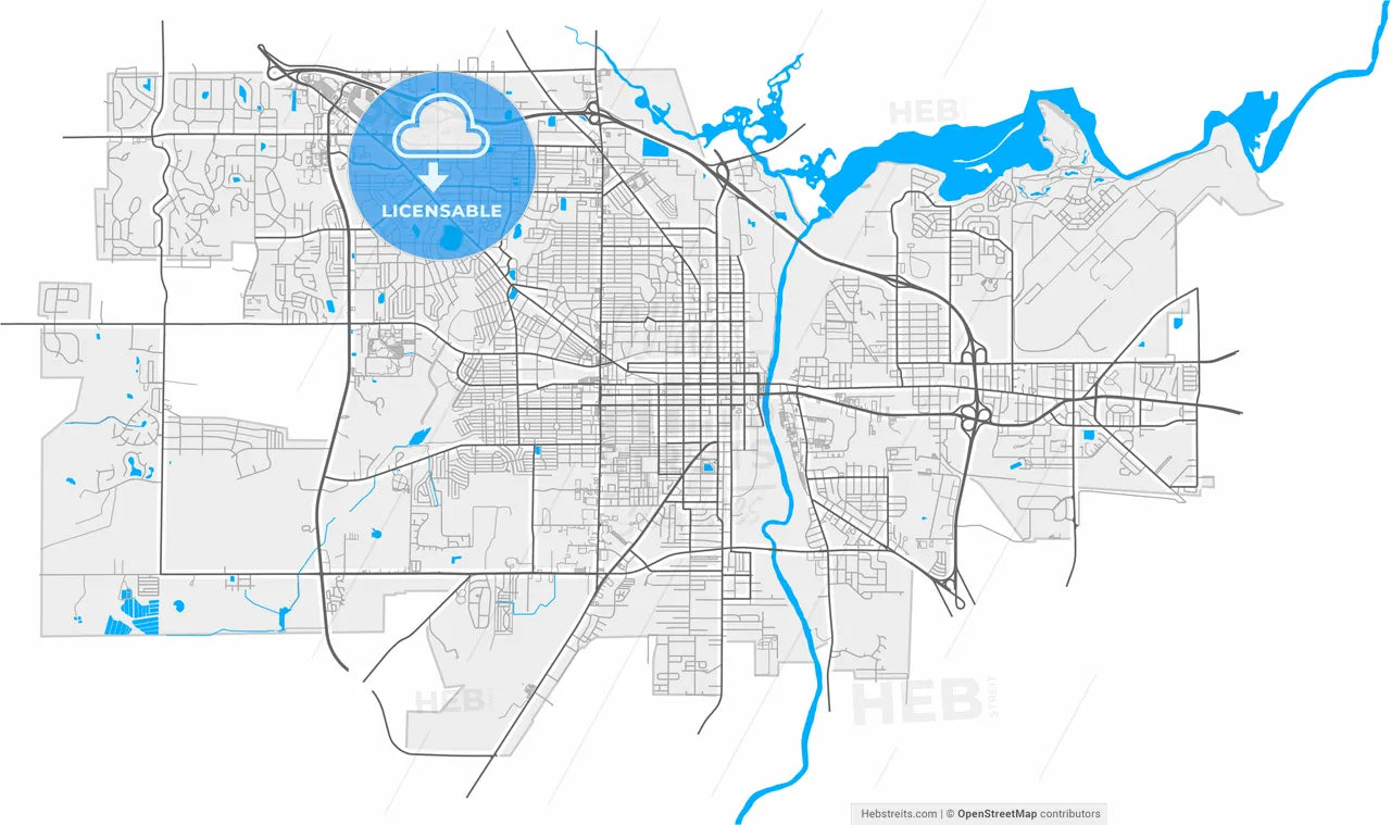 Albany, Georgia, United States, high resolution vector map - Instant download PDF and JPG