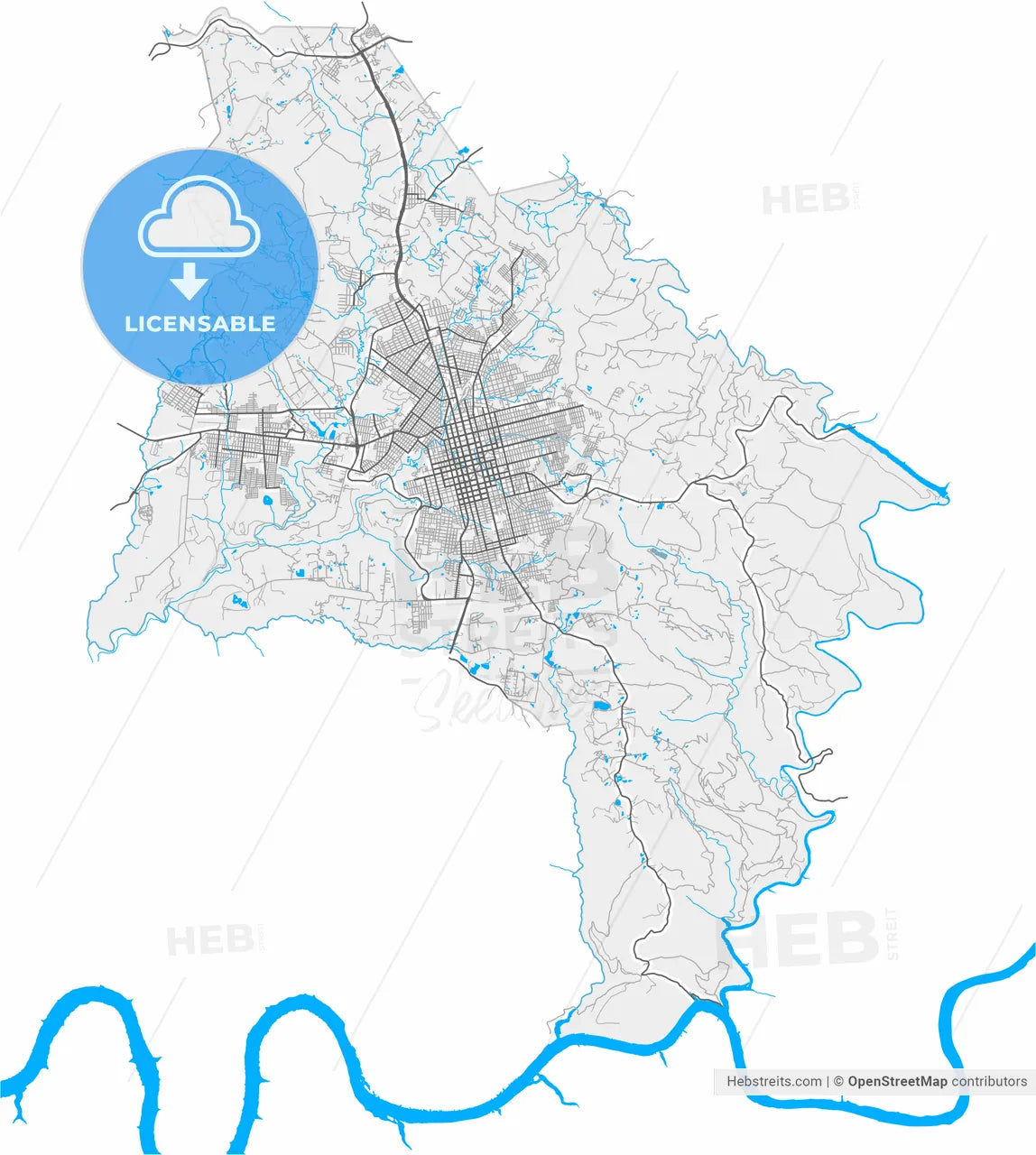 Chapeco, Brazil, high resolution vector map - Instant download PDF and JPG