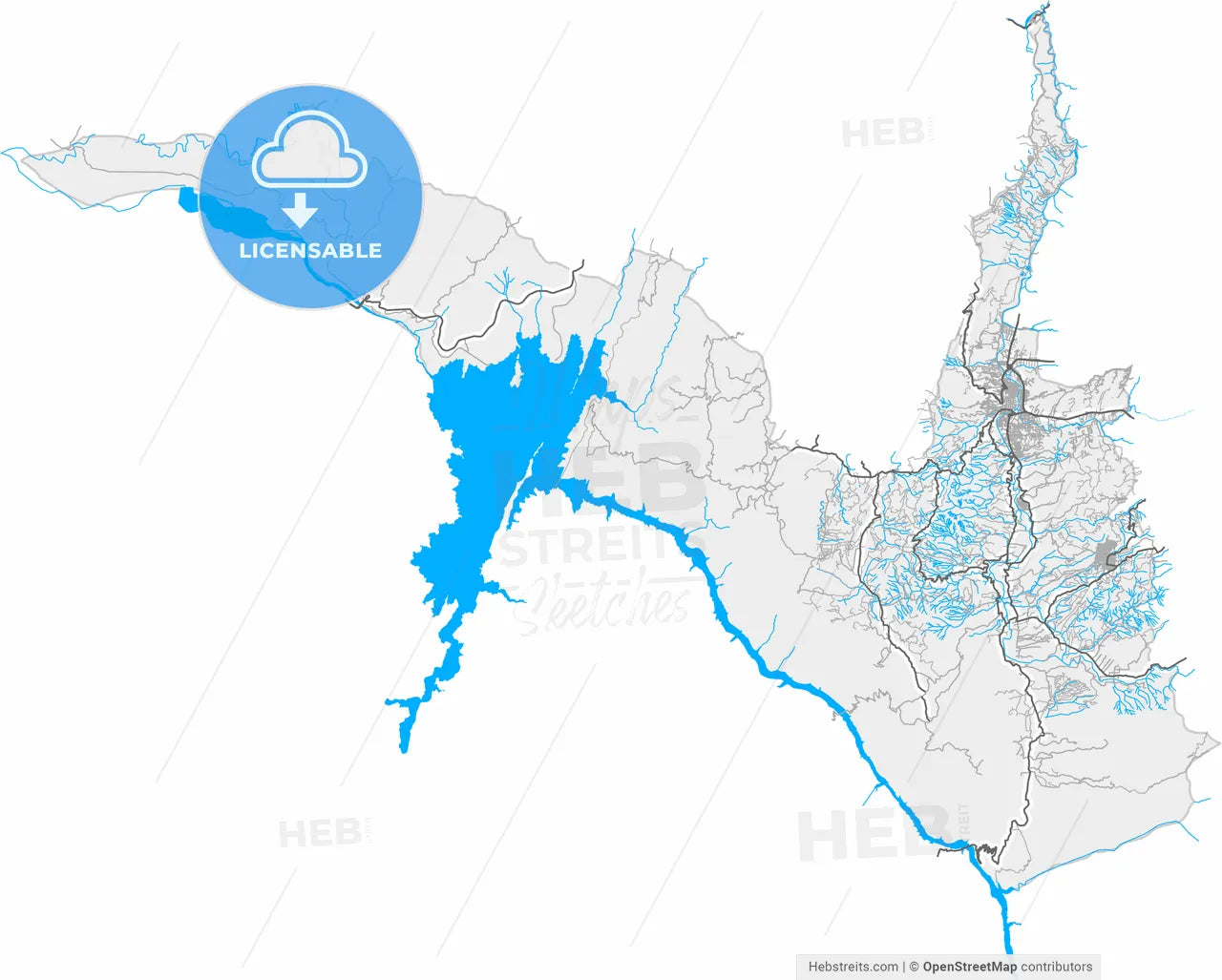 Giron, Colombia, high resolution vector map - Instant download PDF and JPG