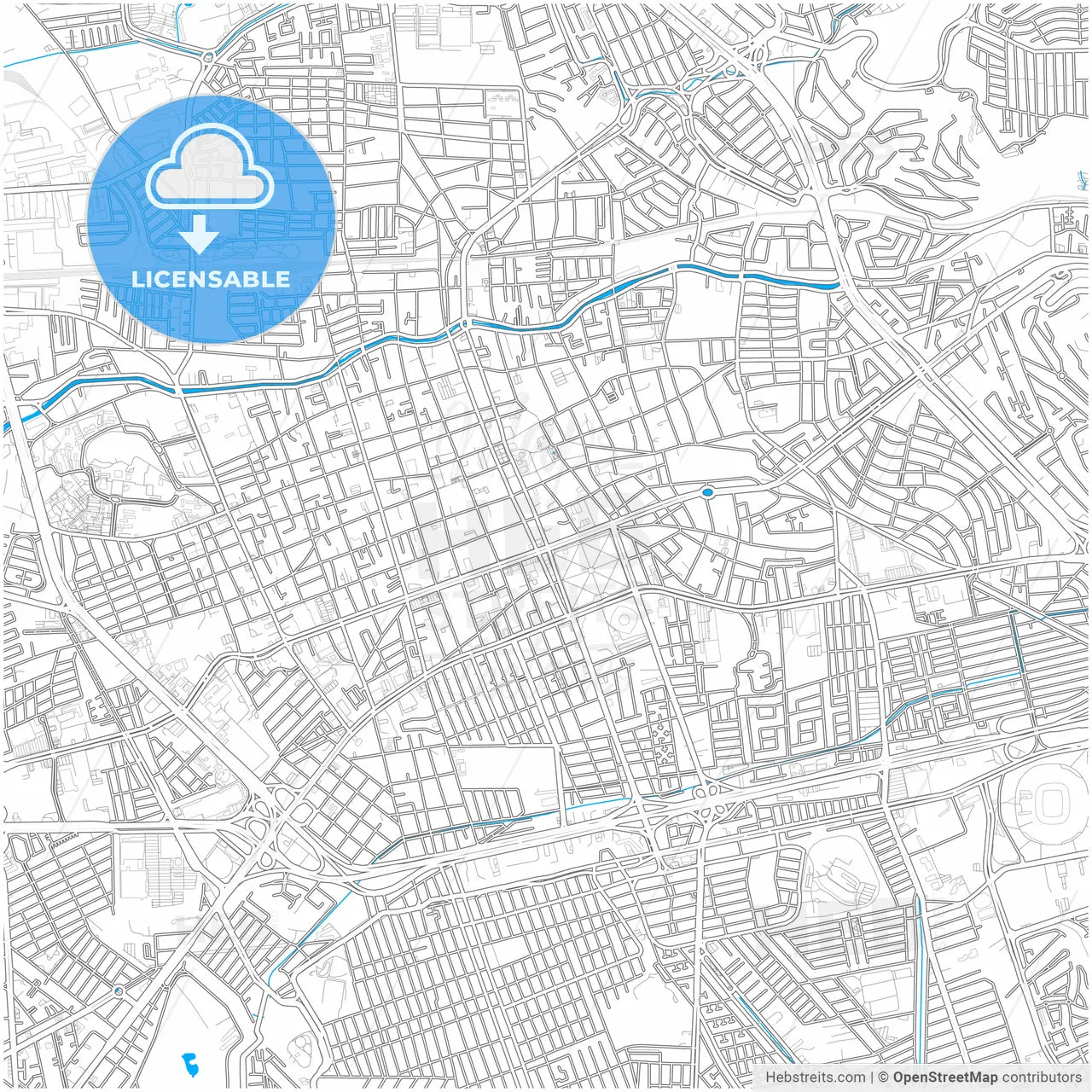 Querétaro, Querétaro, Mexico, city map with high resolution roads.