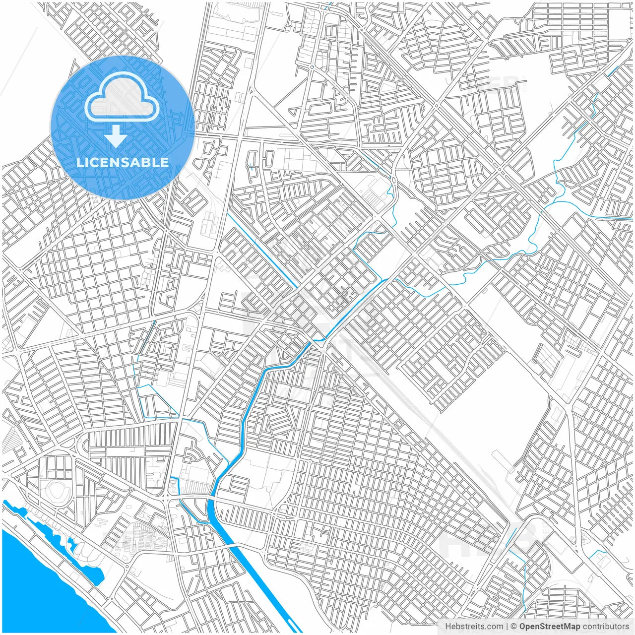 Mazatlán, Sinaloa, Mexico, city map with high resolution roads.