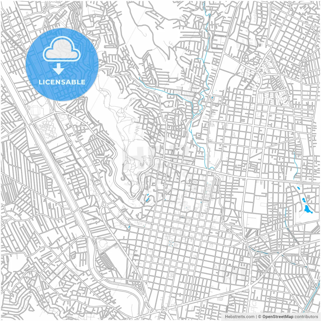 Oaxaca, Oaxaca, Mexico, city map with high resolution roads.