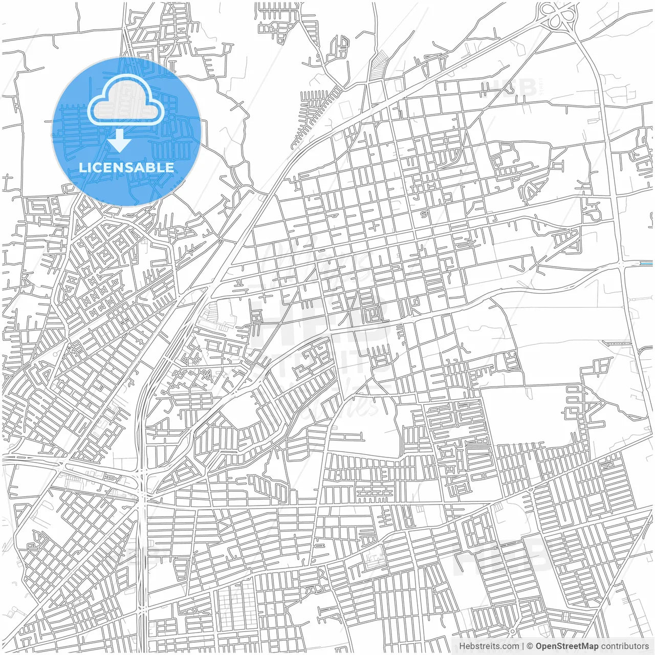 Soledad de Graciano Sánchez, San Luis Potosí, Mexico, city map with high resolution roads.
