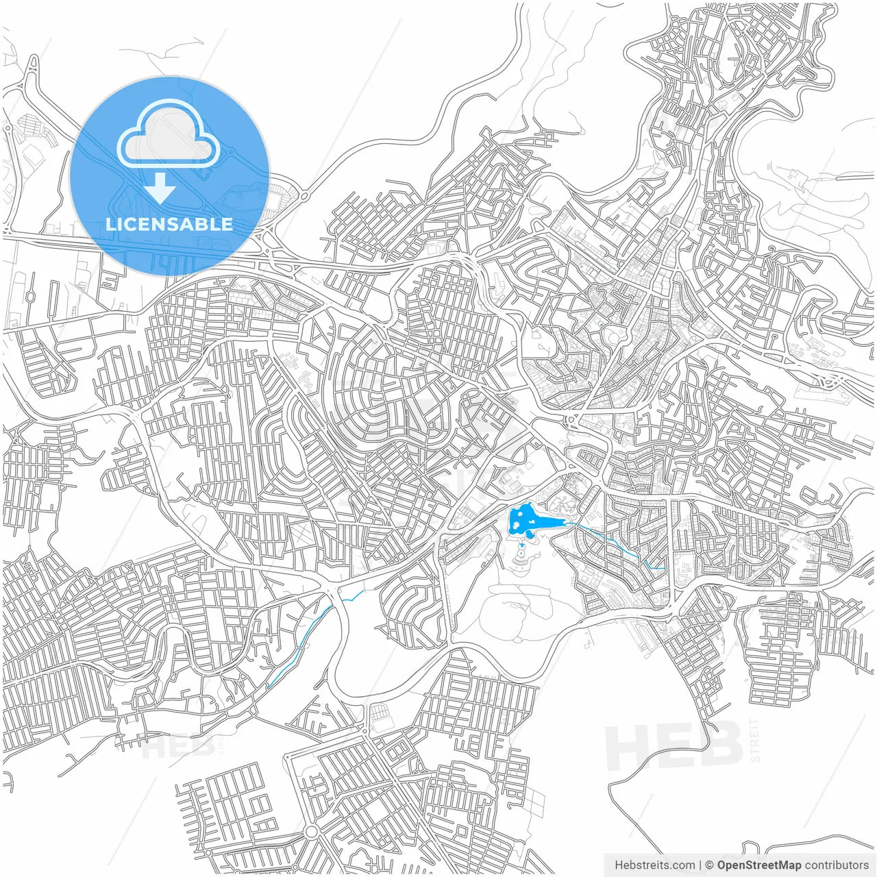 Zacatecas, Zacatecas, Mexico, city map with high resolution roads.