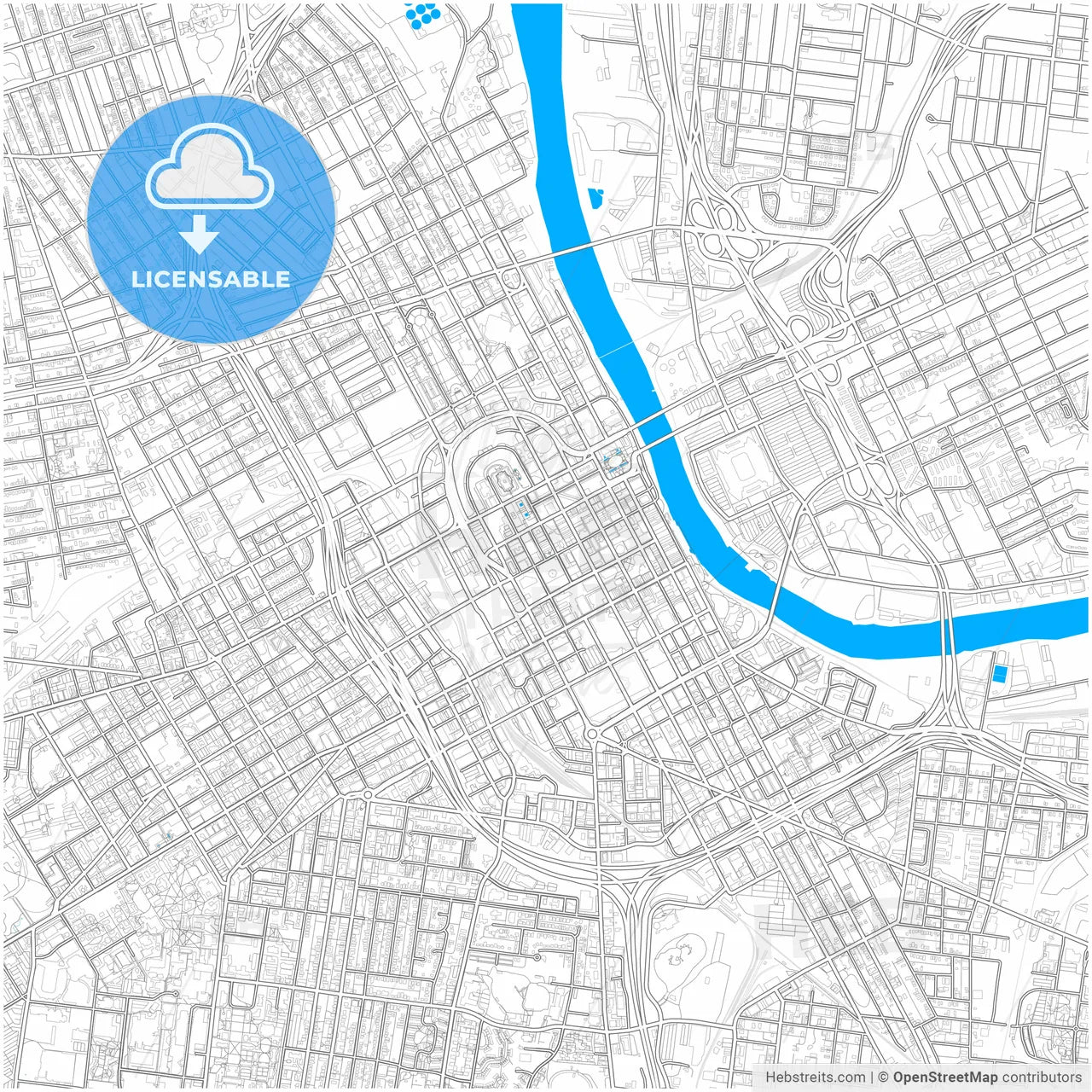 Nashville, Tennessee, United States, City Map With High Resolution Roads. –  HEBSTREITS, image size:1280x1280