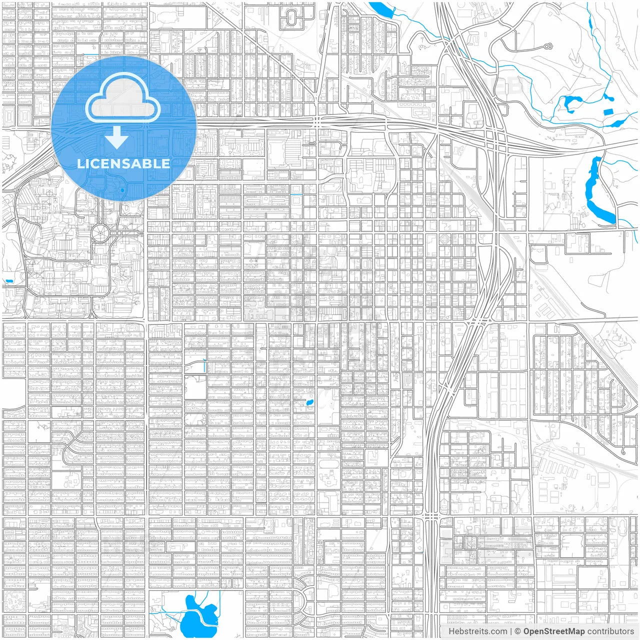 Lubbock, Texas, United States, city map with high resolution roads.