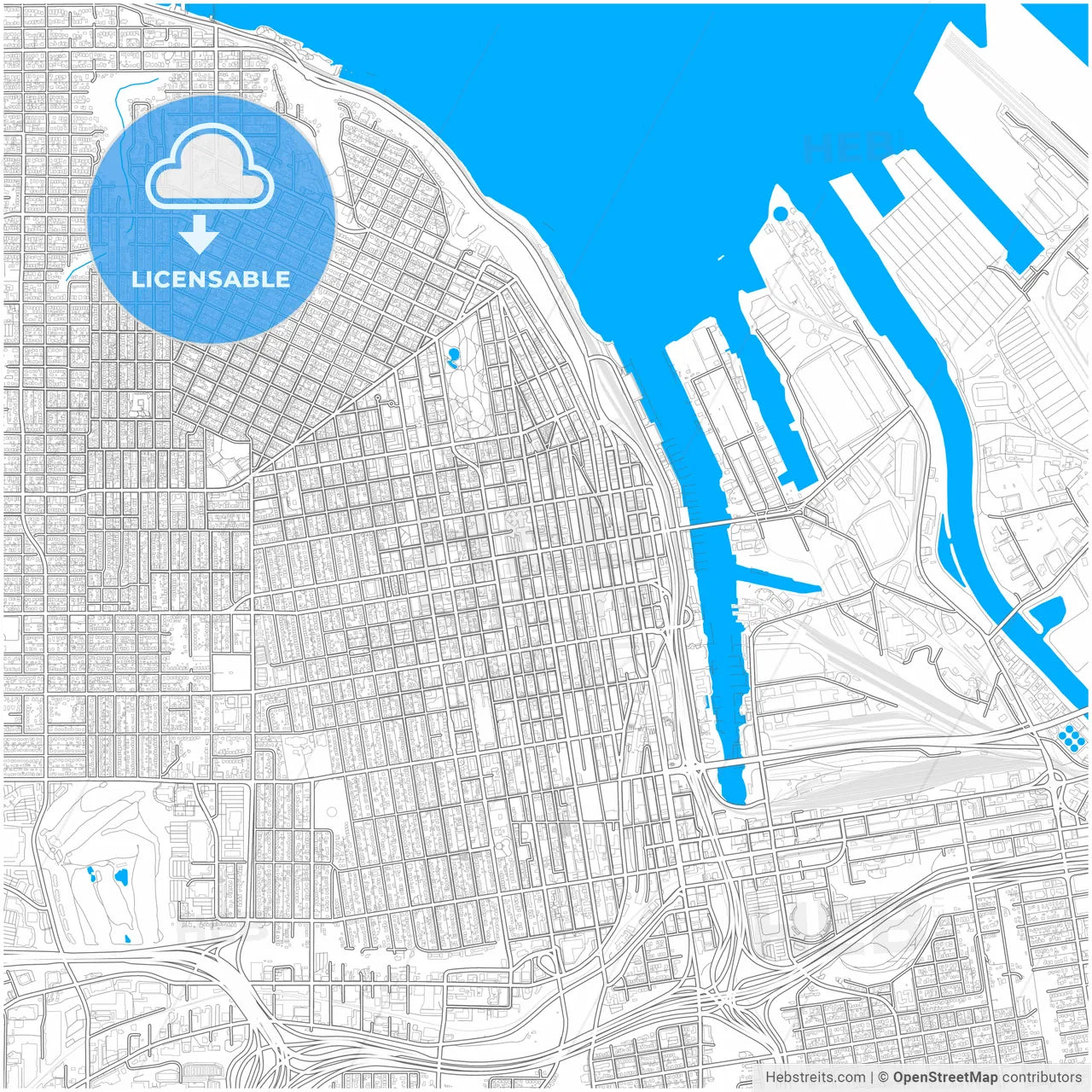 Tacoma, Washington, United States, city map with high resolution roads.