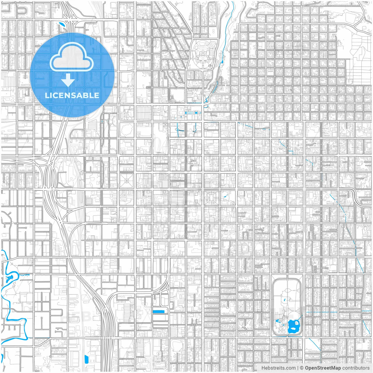 Salt Lake City, Utah, United States, city map with high resolution roads.