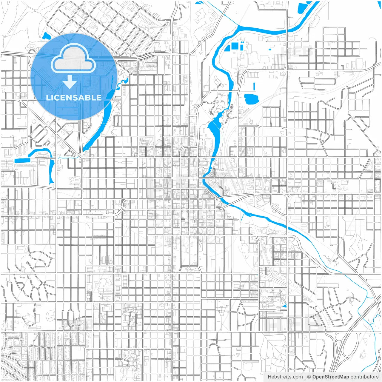Sioux Falls, South Dakota, United States, city map with high resolution roads.