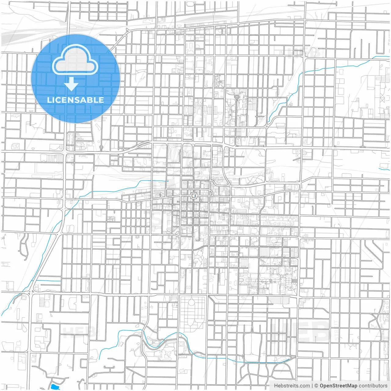 Springfield, Missouri, United States, city map with high resolution roads.