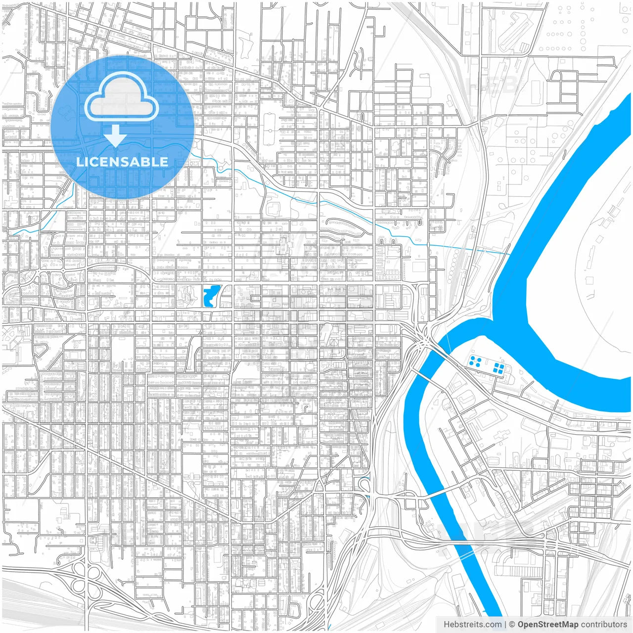Kansas City, Kansas, United States, city map with high resolution roads.