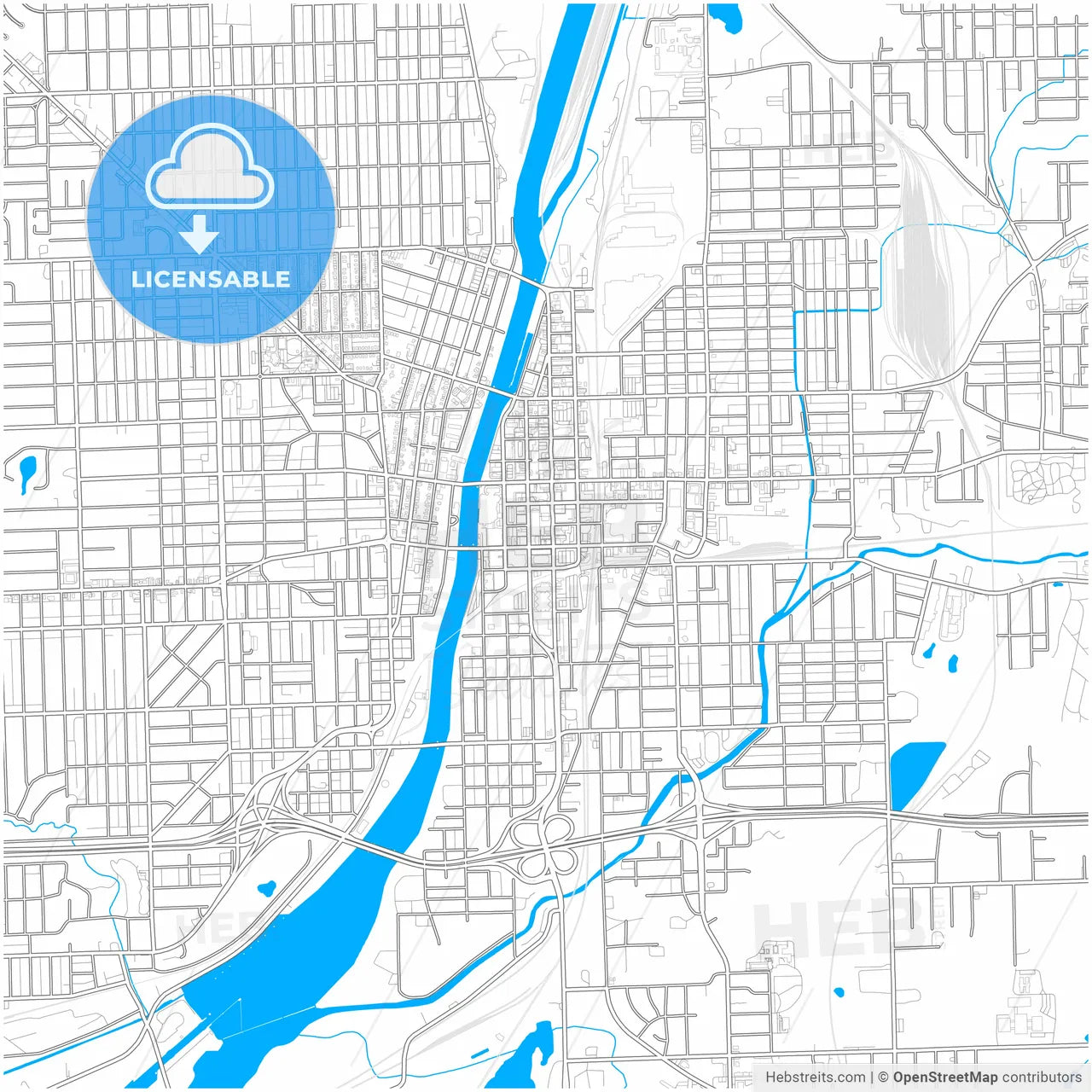 Joliet, Illinois, United States, city map with high resolution roads.