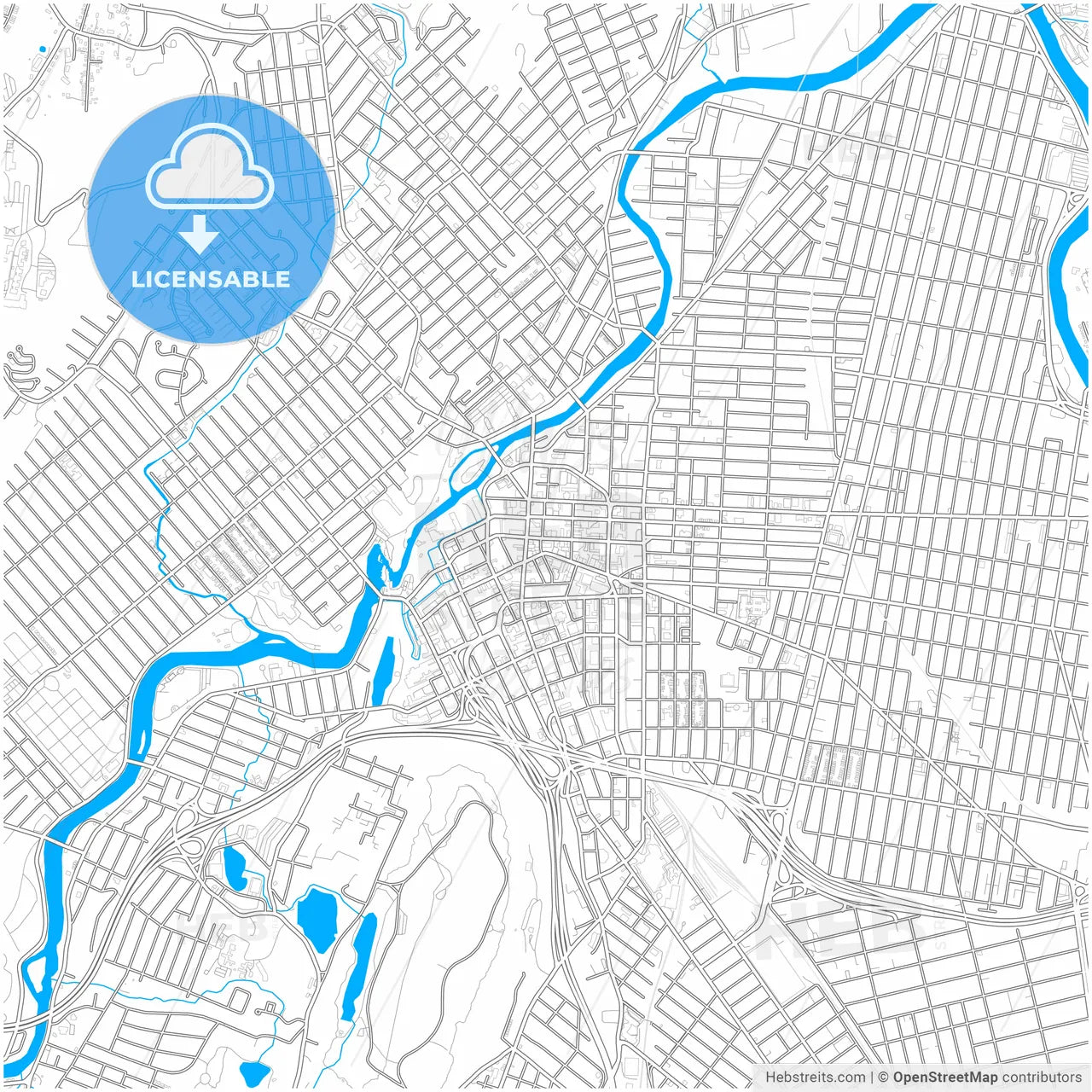 Paterson, New Jersey, United States, city map with high resolution roads.