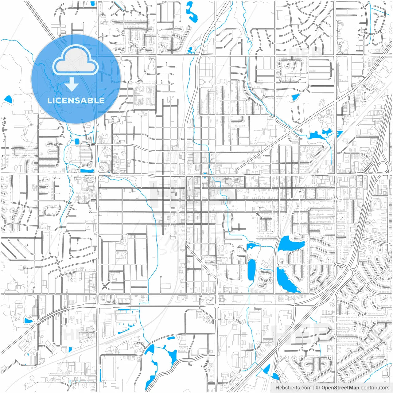 Olathe, Kansas, United States, city map with high resolution roads.