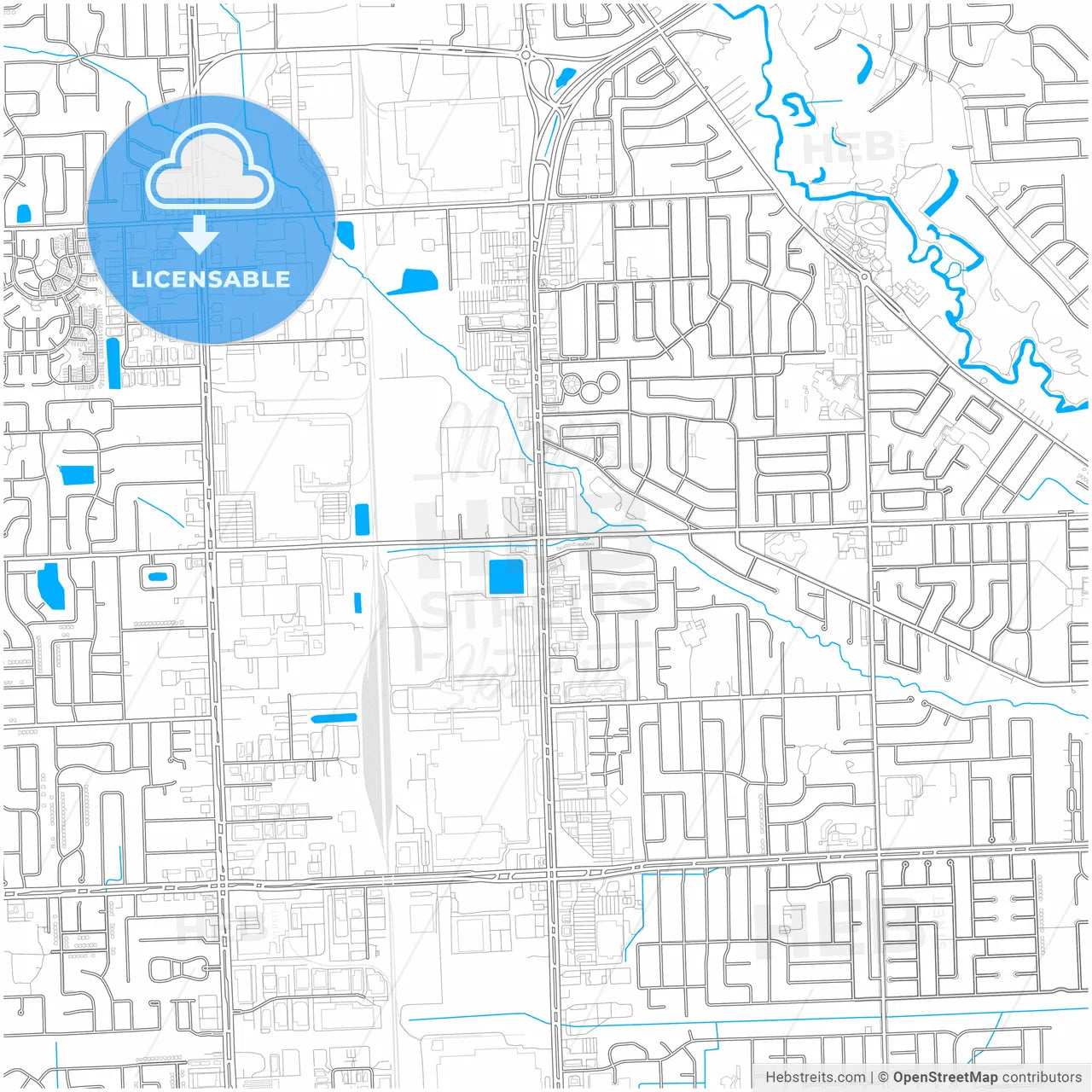 Sterling Heights, Michigan, United States, city map with high resolution roads.