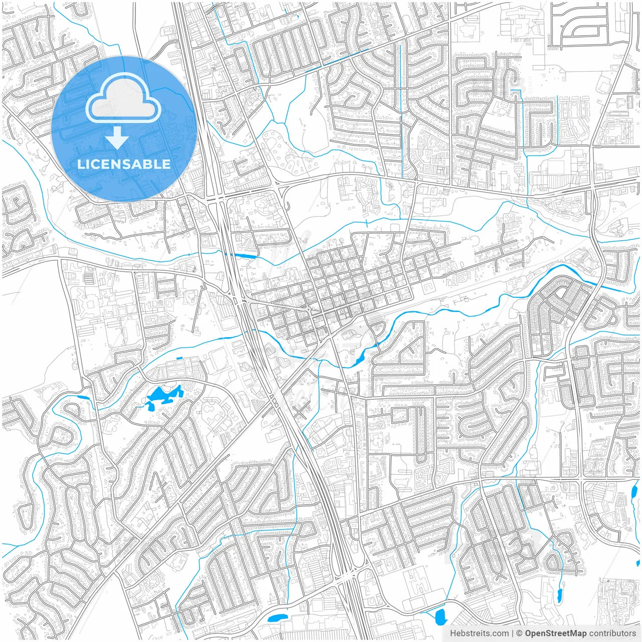 Round Rock, Texas, United States, city map with high resolution roads.