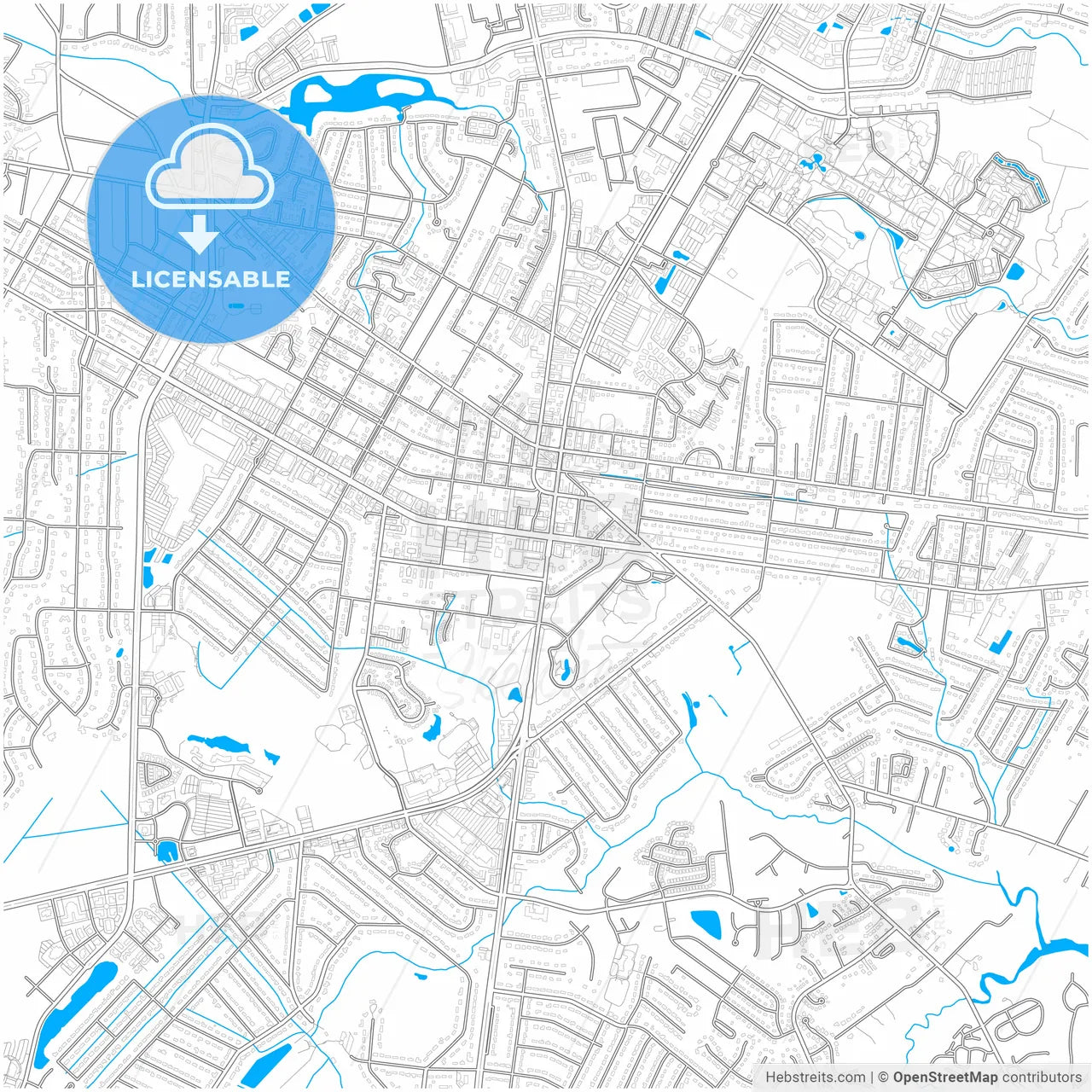 Wilmington, North Carolina, United States, city map with high resolution roads.