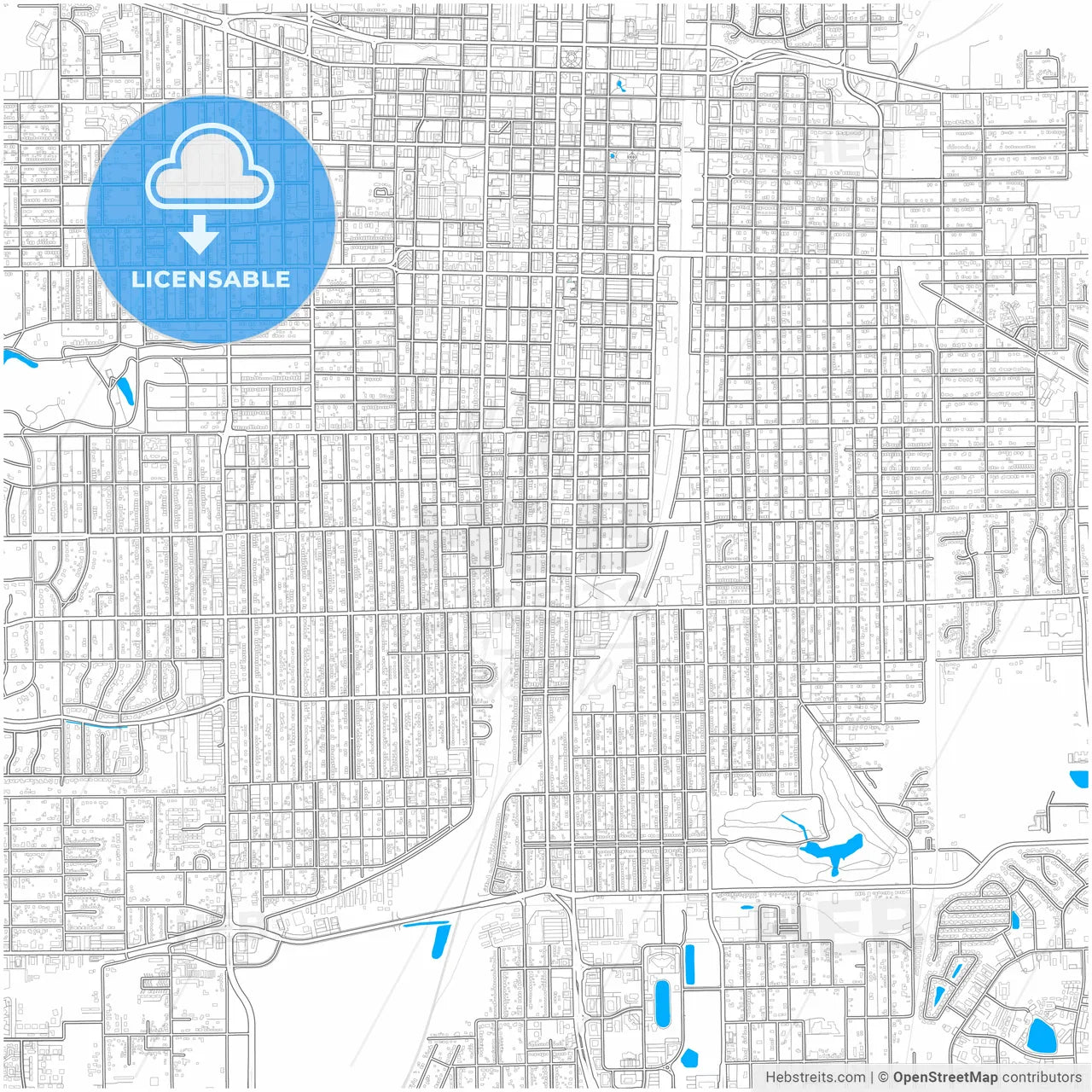 Springfield, Illinois, United States, city map with high resolution roads.