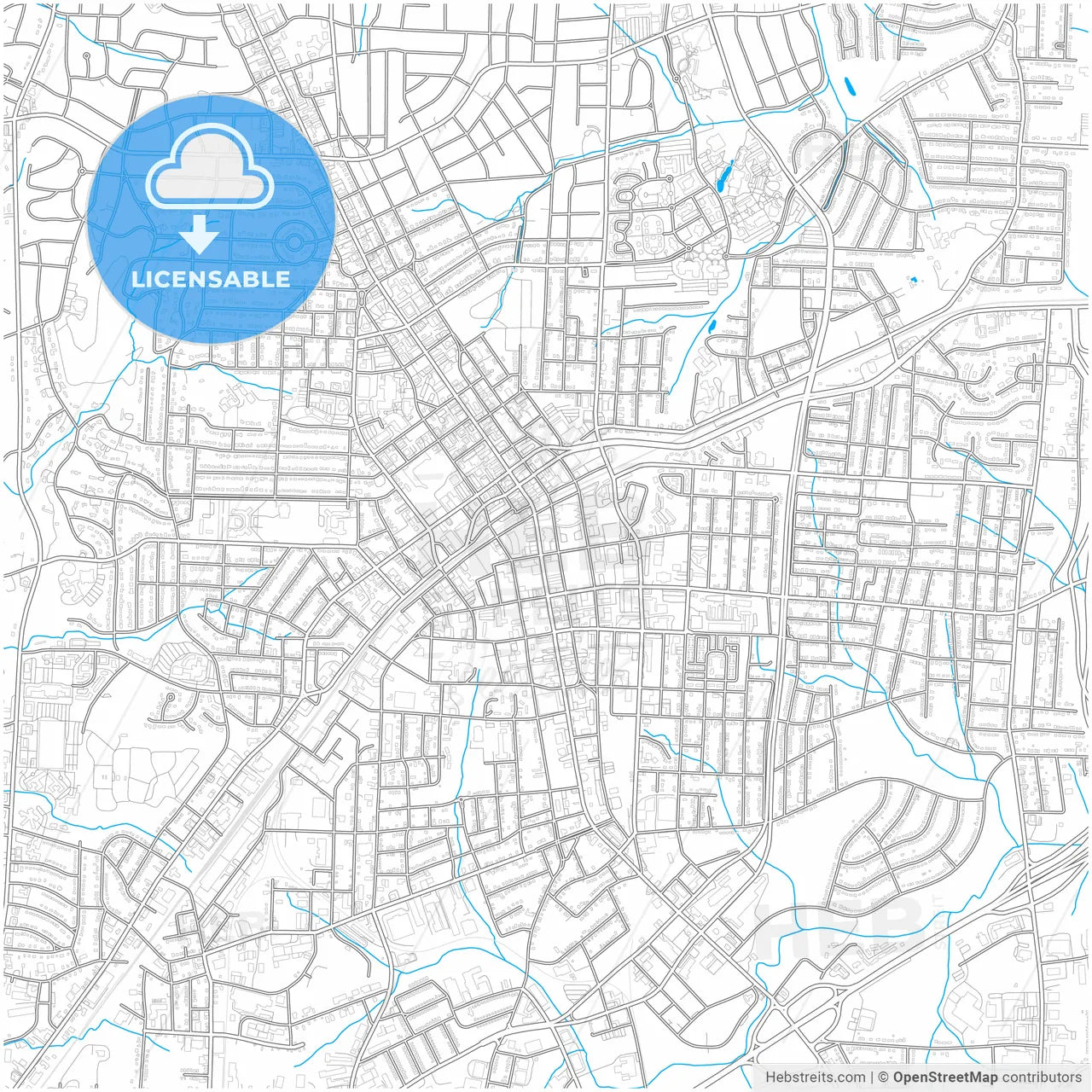 High Point, North Carolina, United States, city map with high resolution roads.