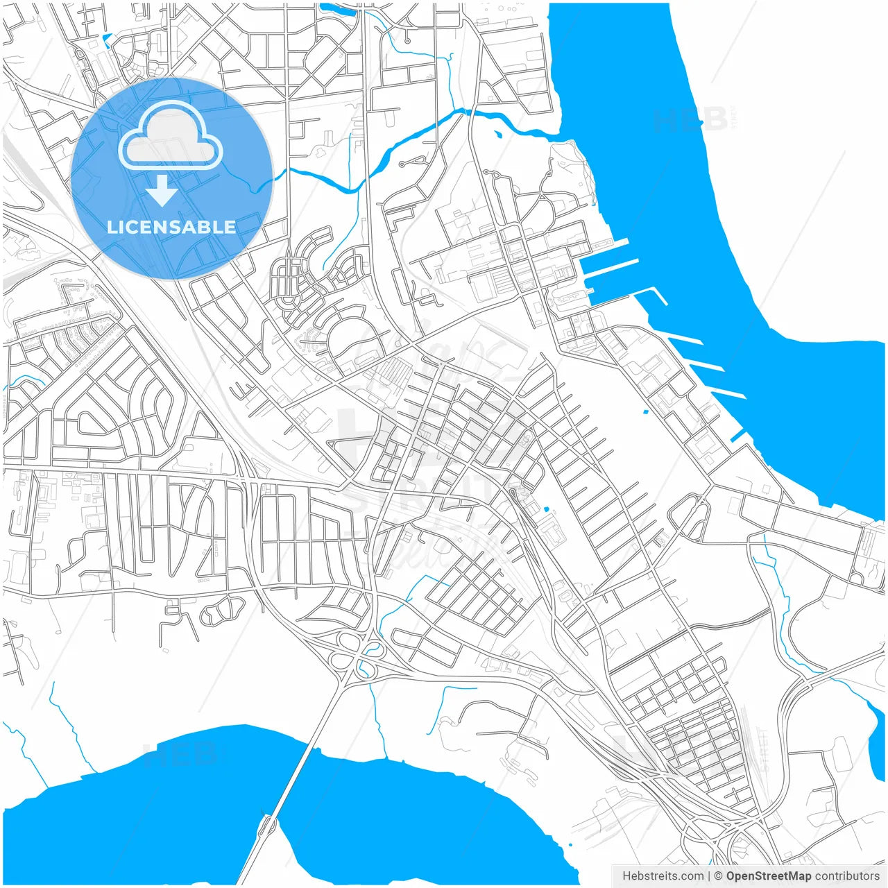 North Charleston, South Carolina, United States, city map with high resolution roads.