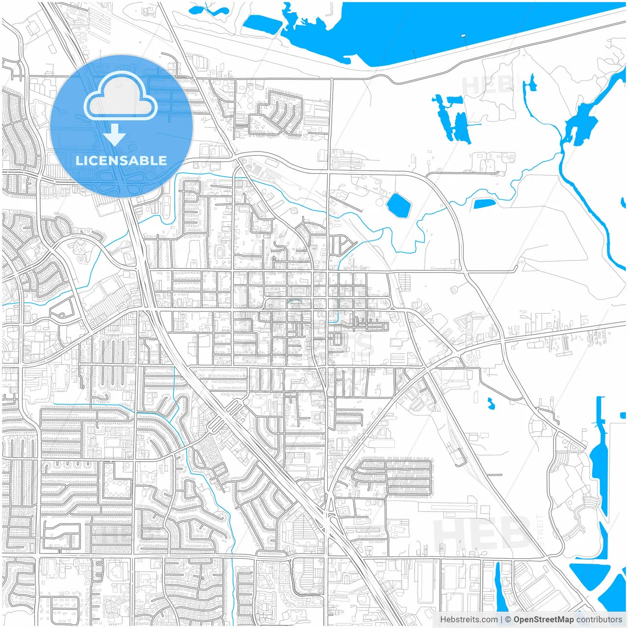 Lewisville, Texas, United States, city map with high resolution roads.