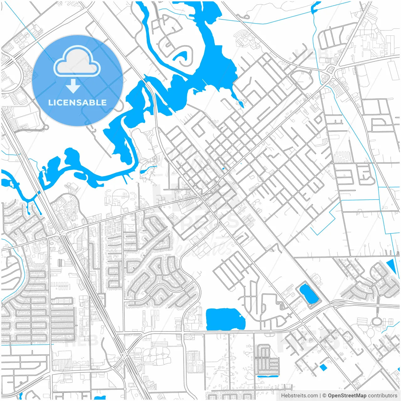 League City, Texas, United States, city map with high resolution roads.