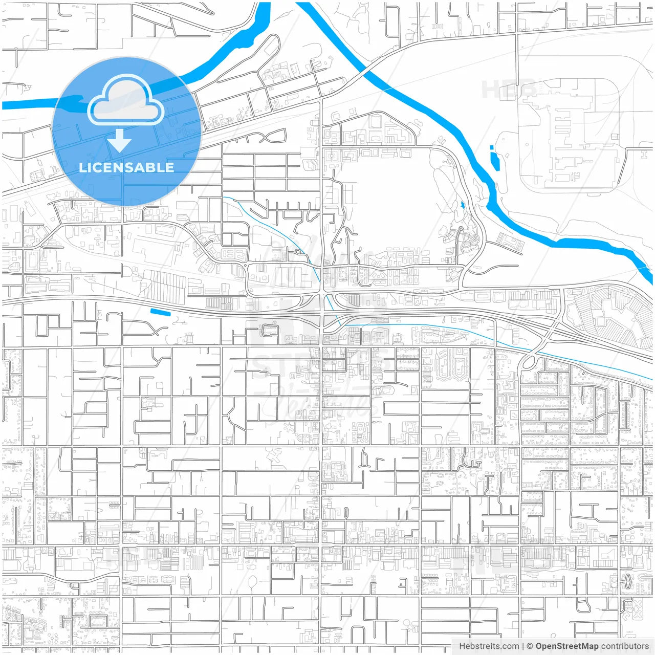 Spokane Valley, Washington, United States, city map with high resolution roads.