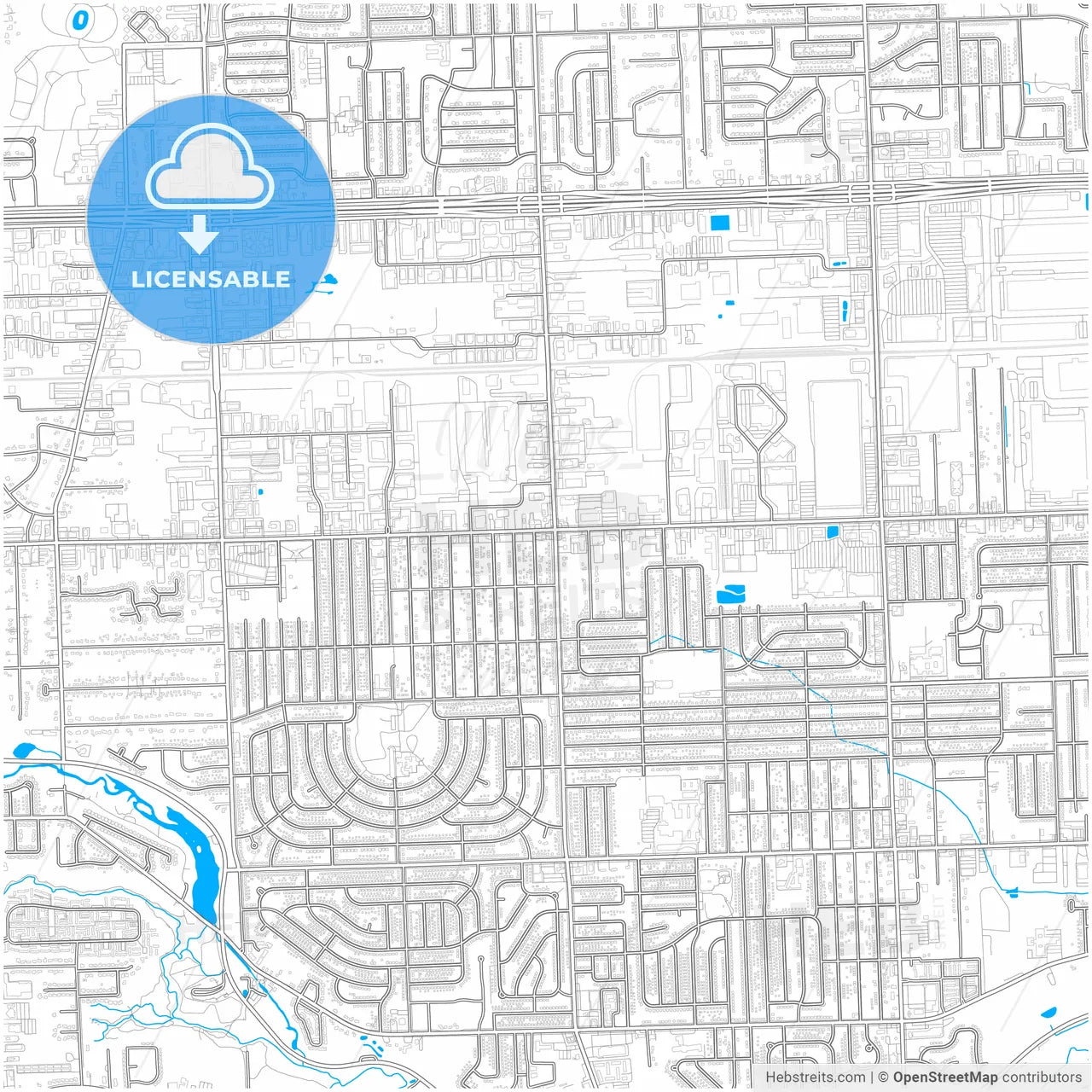 Livonia, Michigan, United States, city map with high resolution roads.