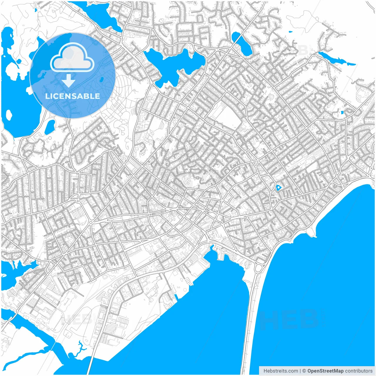 Lynn, Massachusetts, United States, city map with high resolution roads.