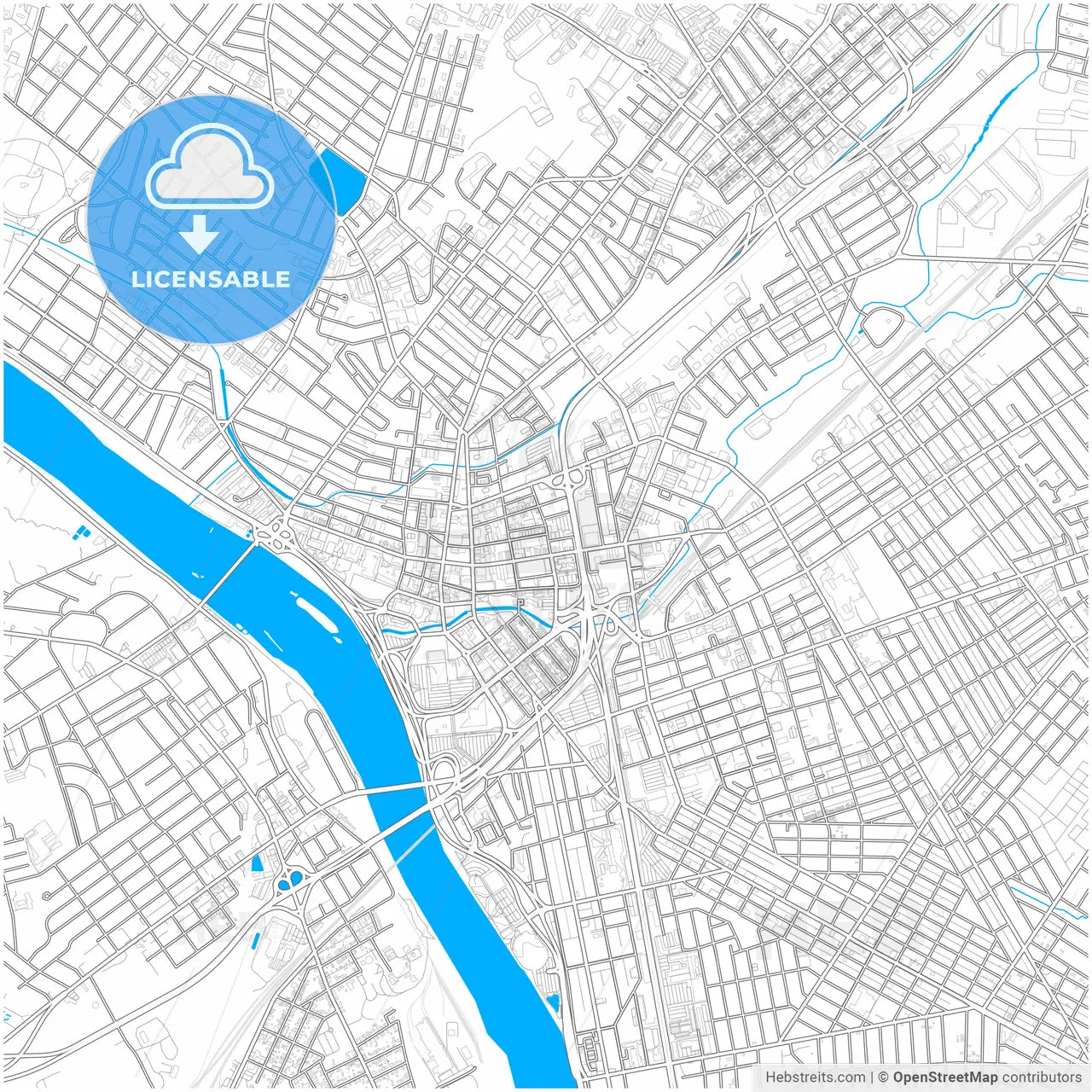 Trenton, New Jersey, United States, city map with high resolution roads.