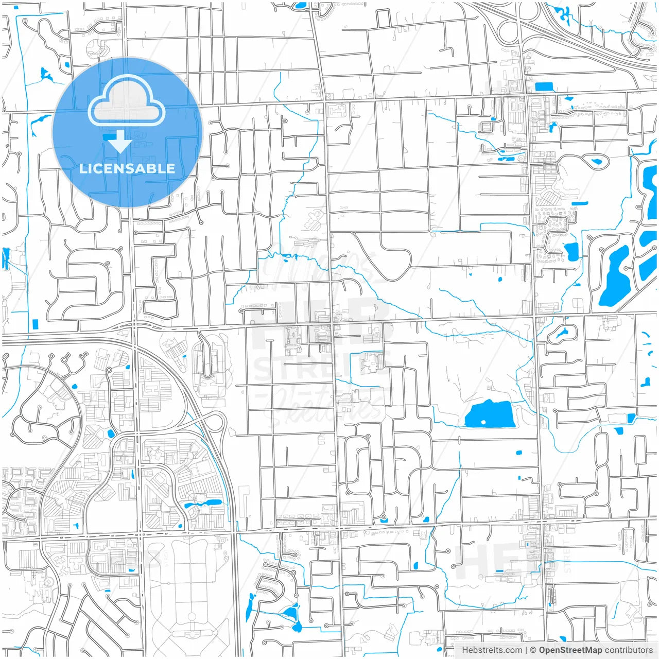 Troy, Michigan, United States, city map with high resolution roads.