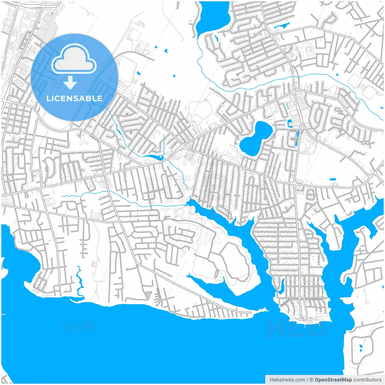 Warwick, Rhode Island, United States, city map with high resolution roads.