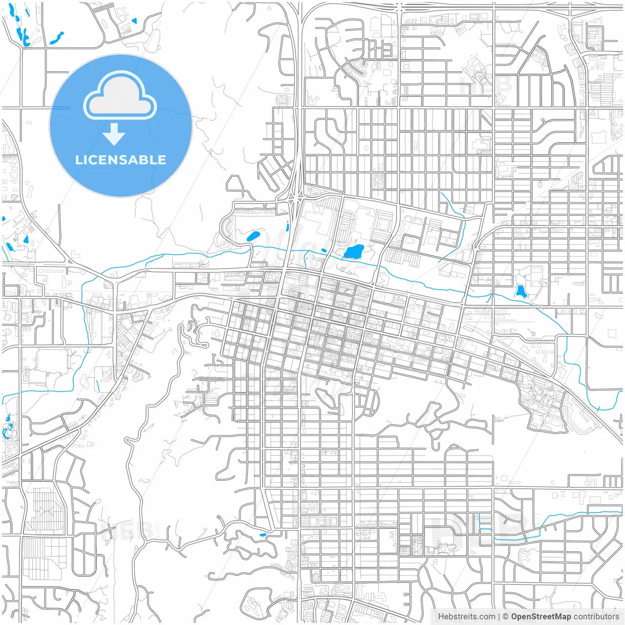 Rapid City, South Dakota, United States, city map with high resolution roads.